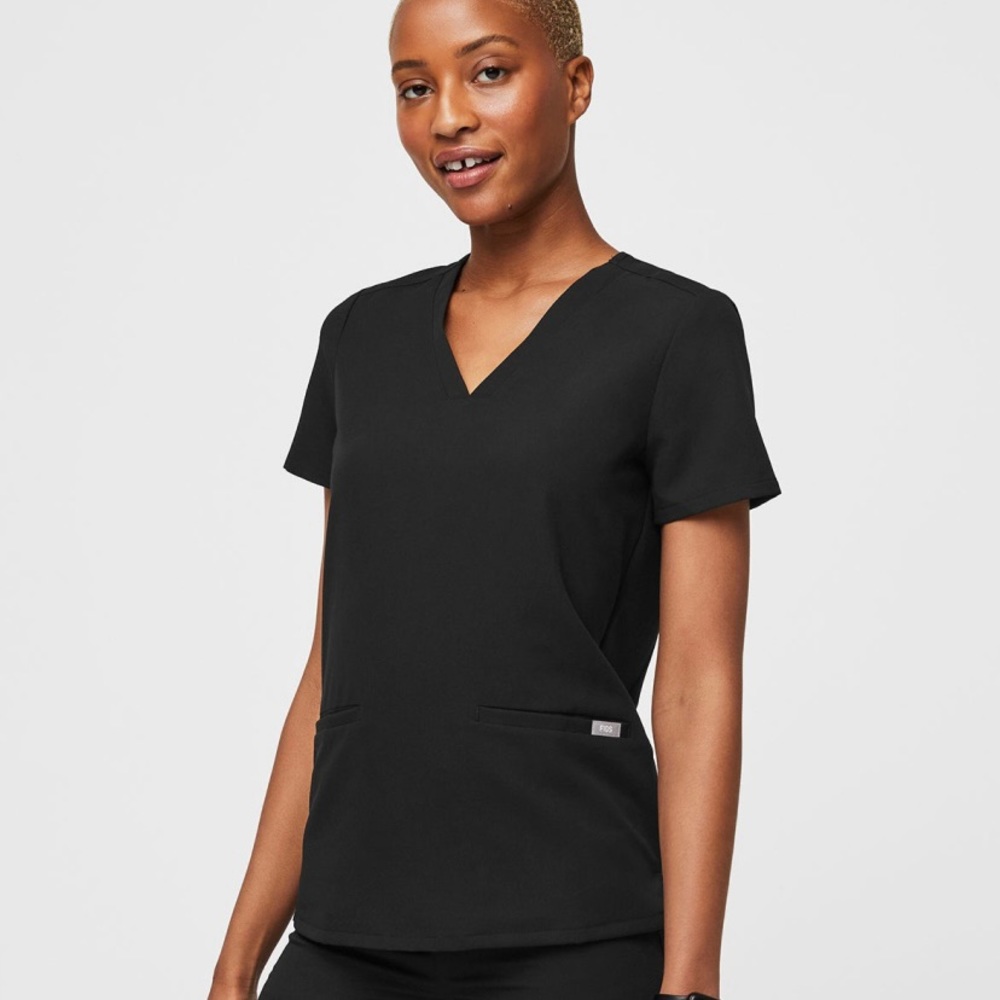 FIGS Black Casma Top